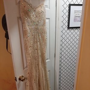 Tan David Bridal  dress size 8 spaghetti straps